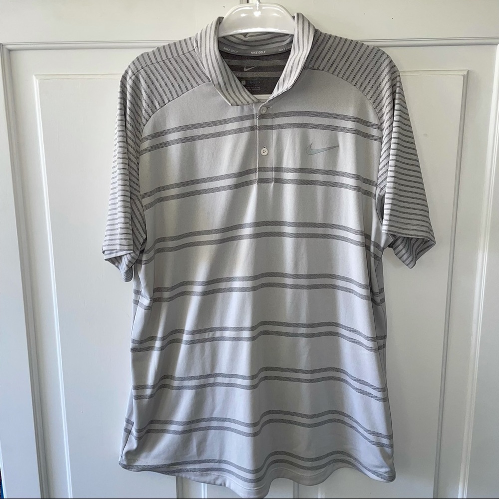 Nike Gray Striped Polo Shirt